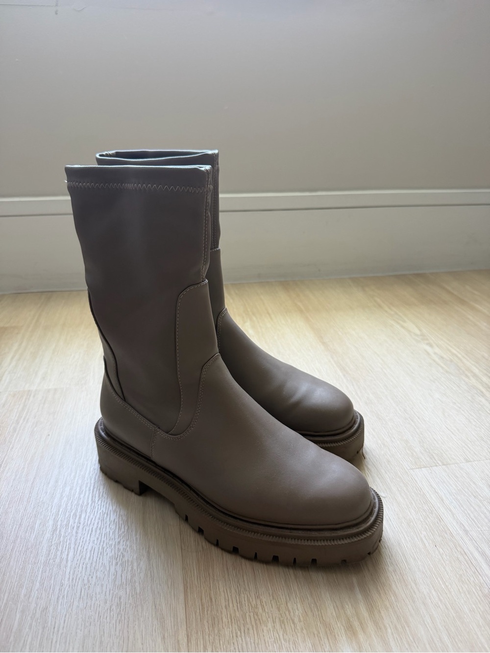 H&M Mid-Calf Platform Boots in Taupe